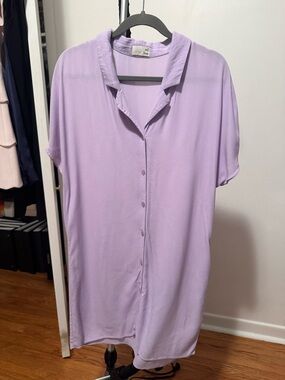 Alfred Lavender Collared Button-Front Top